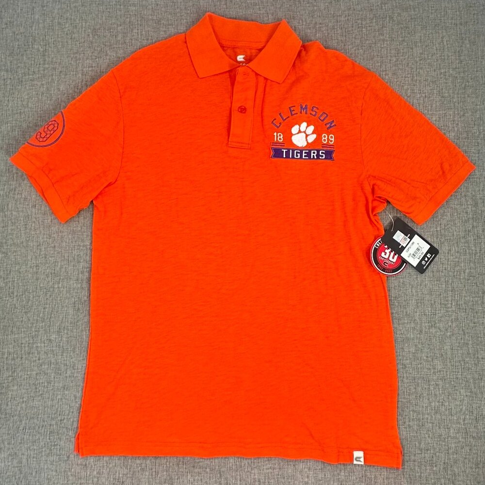 NEW COLOSSEUM Clemson Tigers Polo Shirt Orange NCAA Fan Collared S Cotton $45‎